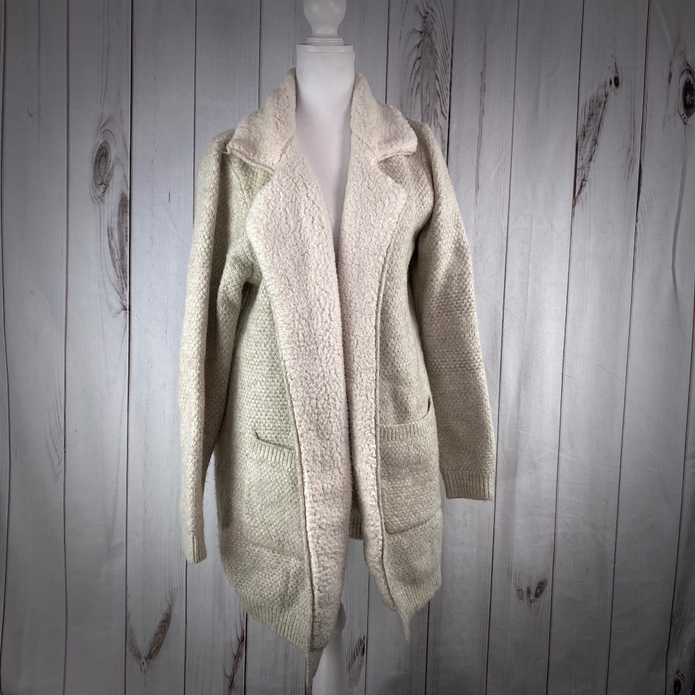 Vici Open Front Sweater Coat - Cream/Oatmeal